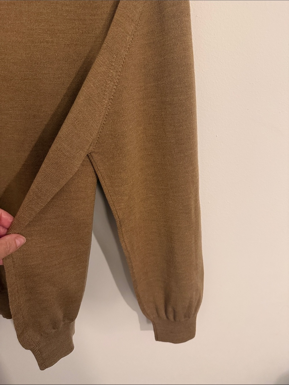 Toscano 100% Merino Wool Mock Neck Sweater Mens M Camel Brown Italy - Picture 7 of 8